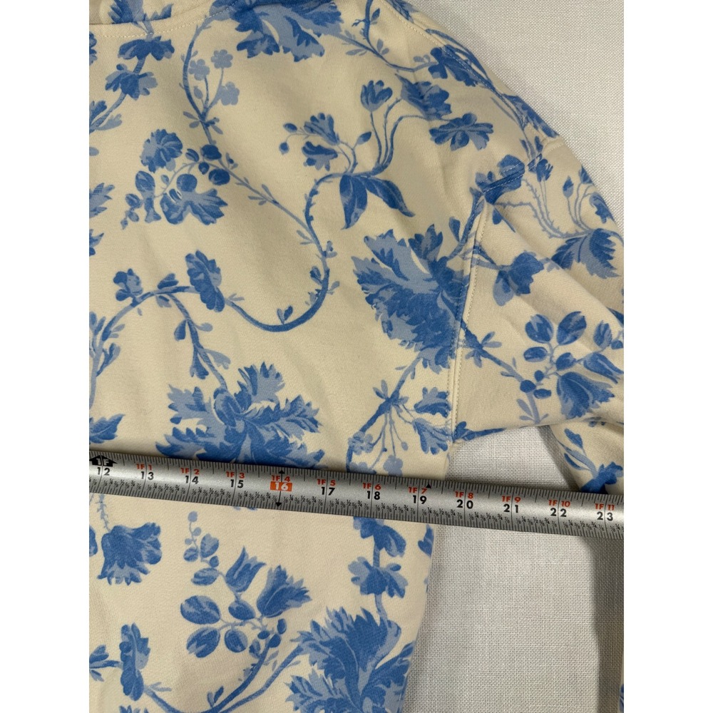 Abercrombie & Fitch Floral Toile Hoodie Blue Cream Soft A&F Collection medium - Picture 5 of 8